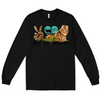 Black Peace Love Persian Cat Long Sleeve Tee - LillyAllenDesigns