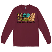 Burgundy Peace Love Persian Cat Long Sleeve Tee - LillyAllenDesigns