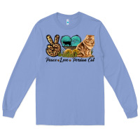 Colony Blue Peace Love Persian Cat Long Sleeve Tee - LillyAllenDesigns