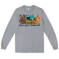 Heather Grey Peace Love Persian Cat Long Sleeve Tee - LillyAllenDesigns