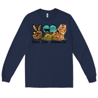 Navy Peace Love Persian Cat Long Sleeve Tee - LillyAllenDesigns