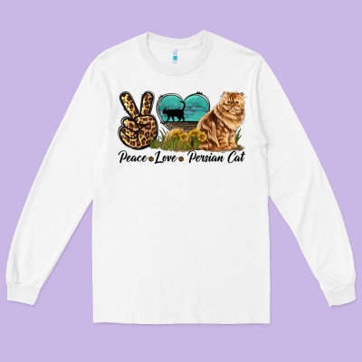 Peace Love Persian Cat Long Sleeve Tee Designed By Lillyallendesigns