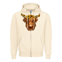 Sandshell sunflower headband highland cow Zipper Hoodie - Jasminsmagicworld