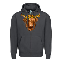 Smoke sunflower headband highland cow Zipper Hoodie - Jasminsmagicworld