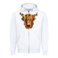 White sunflower headband highland cow Zipper Hoodie - Jasminsmagicworld