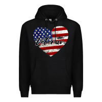 Black veteran heart american flag Premium Hoodie - BarkalooDesign