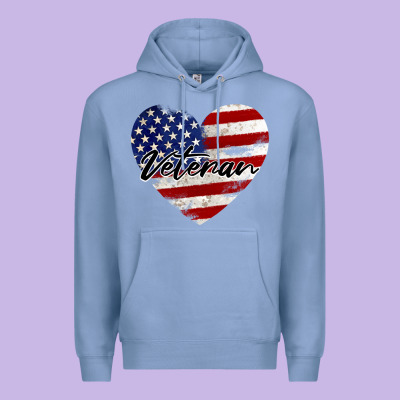 Veteran Heart American Flag Premium Hoodie Designed By Barkaloodesign