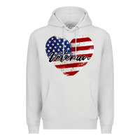 Dove Grey veteran heart american flag Premium Hoodie - BarkalooDesign