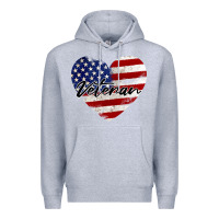 Heather Grey veteran heart american flag Premium Hoodie - BarkalooDesign