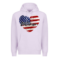 Lilac veteran heart american flag Premium Hoodie - BarkalooDesign