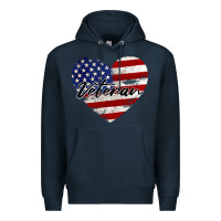 Navy veteran heart american flag Premium Hoodie - BarkalooDesign