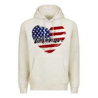 Oatmeal Heather veteran heart american flag Premium Hoodie - BarkalooDesign