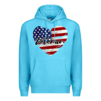 Ocean Blue veteran heart american flag Premium Hoodie - BarkalooDesign