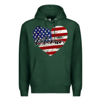 Sports Green veteran heart american flag Premium Hoodie - BarkalooDesign