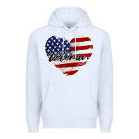 White veteran heart american flag Premium Hoodie - BarkalooDesign