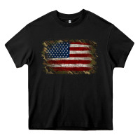 Black Camouflage Usa Flag Background Heavy Core Tee - Jasminsmagicworld