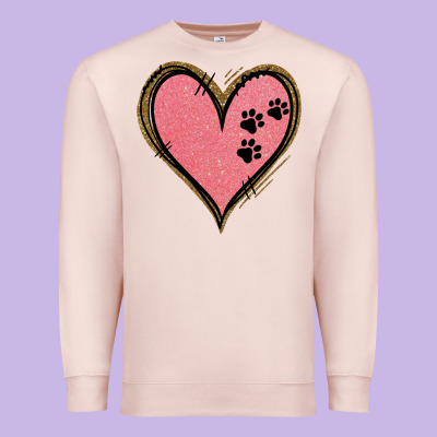 Pink Glitter Heart Premium Sweatshirt Designed By Jasminsmagicworld