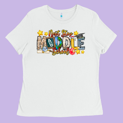 Next Stop Middle School Ladies Tee Designed By Cowhidedigitalart
