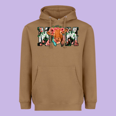 Cow Mom Heavyweight Hoodie Designed By Jasminsmagicworld