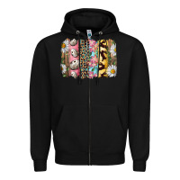 Black Easter Brushstroke With Quail Eggs Daisy And Bunny Zipper Hoodie - RanaPortraitStore