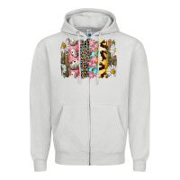Dove Grey Easter Brushstroke With Quail Eggs Daisy And Bunny Zipper Hoodie - RanaPortraitStore