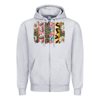 Heather Grey Easter Brushstroke With Quail Eggs Daisy And Bunny Zipper Hoodie - RanaPortraitStore