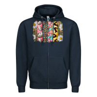 Navy Easter Brushstroke With Quail Eggs Daisy And Bunny Zipper Hoodie - RanaPortraitStore