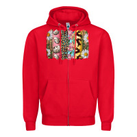 Red Easter Brushstroke With Quail Eggs Daisy And Bunny Zipper Hoodie - RanaPortraitStore