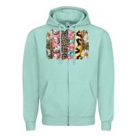 Seafoam Easter Brushstroke With Quail Eggs Daisy And Bunny Zipper Hoodie - RanaPortraitStore