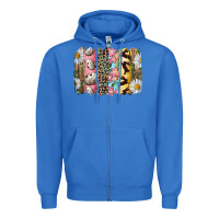 True Royal Easter Brushstroke With Quail Eggs Daisy And Bunny Zipper Hoodie - RanaPortraitStore