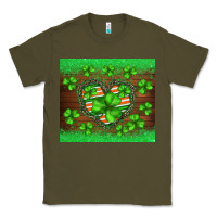 Army Green st.patricks heart shamrocks glitter Classic Tee - BarkalooDesign