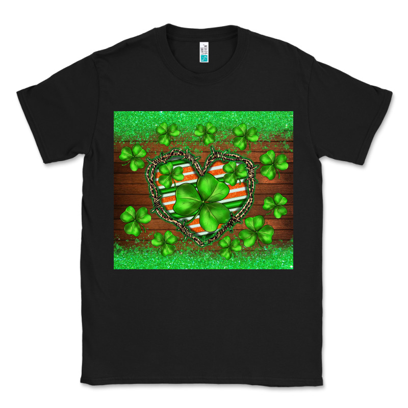 St.patricks Heart Shamrocks Glitter Classic Tee by BarkalooDesign | Teevron