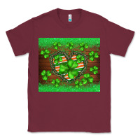 Burgundy st.patricks heart shamrocks glitter Classic Tee - BarkalooDesign