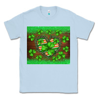 Dusty Blue st.patricks heart shamrocks glitter Classic Tee - BarkalooDesign