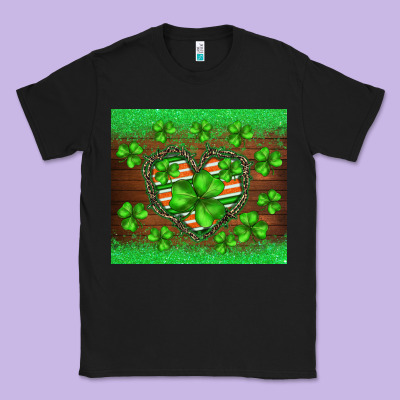 St.patricks Heart Shamrocks Glitter Classic Tee Designed By Barkaloodesign