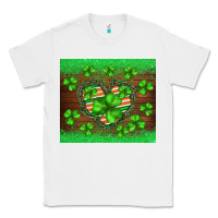 White st.patricks heart shamrocks glitter Classic Tee - BarkalooDesign