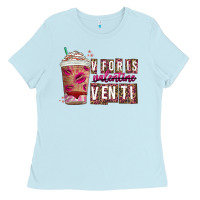 Baby Blue V For is Valentine Venti Ladies Tee - CowhideDigitalArt