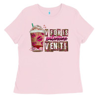 Bubblegum Pink V For is Valentine Venti Ladies Tee - CowhideDigitalArt