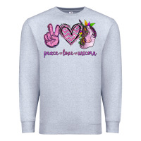 Heather Grey Peace Love Unicorn Premium Sweatshirt - Jasminsmagicworld