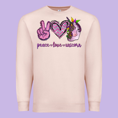 Peace Love Unicorn Premium Sweatshirt Designed By Jasminsmagicworld
