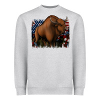 Heather Grey American Bison Heavyweight Sweatshirt - Jasminsmagicworld