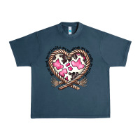 Midnight Navy western cowhide heart Urban Heavy Tee - CowhideDigitalArt