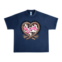 Navy western cowhide heart Urban Heavy Tee - CowhideDigitalArt