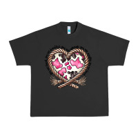 Pigment Black western cowhide heart Urban Heavy Tee - CowhideDigitalArt