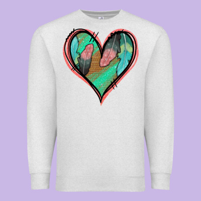 Feather Heart Premium Sweatshirt Designed By Jasminsmagicworld