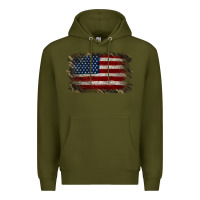 Army Green Camouflage Usa Flag Background Premium Hoodie - Jasminsmagicworld