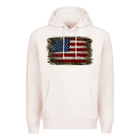 Pale Pink Camouflage Usa Flag Background Premium Hoodie - Jasminsmagicworld