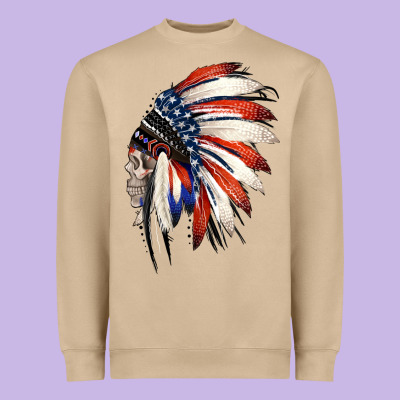 4th Of July Indian Headdress Gypsy Spirit Skull Heavyweight Sweatshirt Designed By Jasminsmagicworld