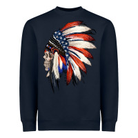 Navy 4th of July Indian Headdress Gypsy Spirit Skull Heavyweight Sweatshirt - Jasminsmagicworld