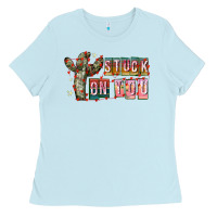 Baby Blue Stuck on You Ladies Tee - CowhideDigitalArt